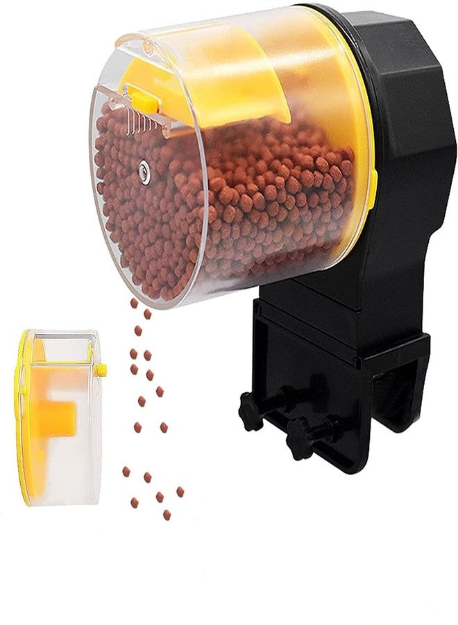 VAYINATO Plastic Aquarium Fish Tank Automatic Yellow Food Feeder With 2 Dispenser 50G/100G By Petzlifeworld,15 cm,H_9 cm,W_14 cm - Image 3